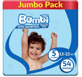 SANITA BAMBI DIAPERS X-LARGE 5 JUMBO 54PCS