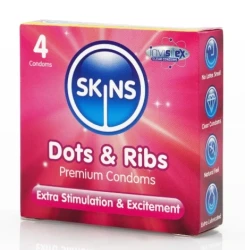 SKINS CONDOMS DOTS & RIBS 4PIC