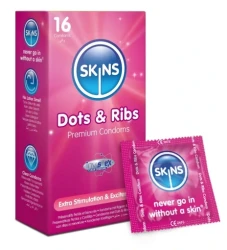 SKINS CONDOMS DOTS & RIBS 16PIC