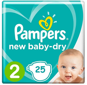 Pampers No 2 (3-6 Kg) Carry Pack | 25Pcs
