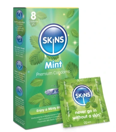 سكينز واقي ذكري بنكهة النعناع 8 حبه