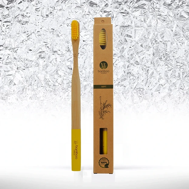 بامبو فرشاة أسنان أصفر ناعمة