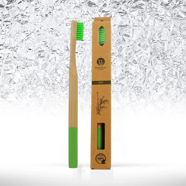 بامبو فرشاة أسنان أخضر ناعمة