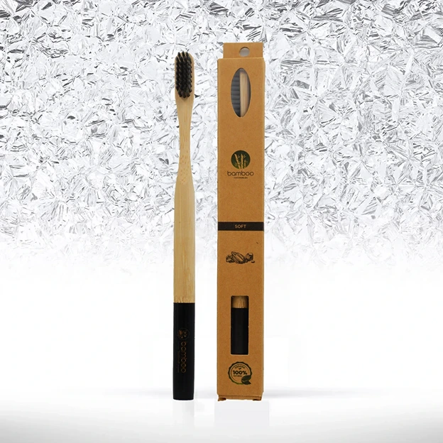 بامبو فرشاة أسنان بالفحم أسود ناعمة
