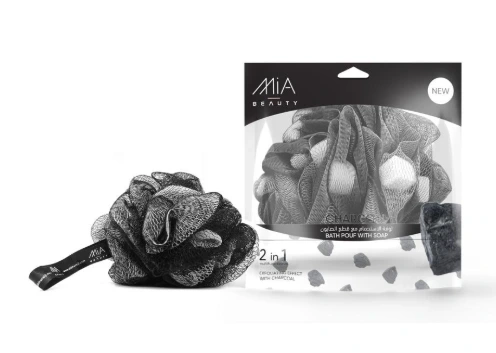 ميا لوفة الاستحمام مع قطع الصابون فحم