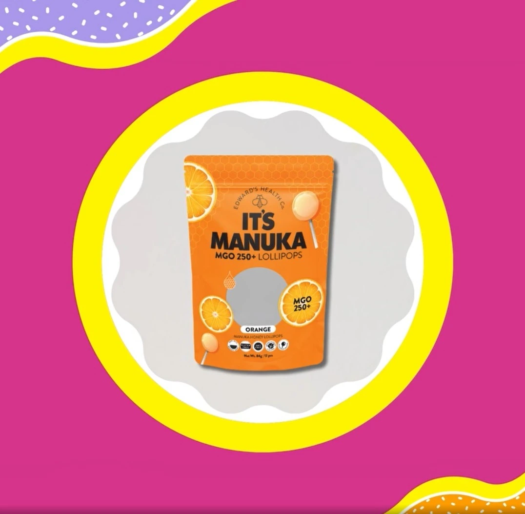 ITS MANUKA LOLLIPOPS ORANGE 12PCS
